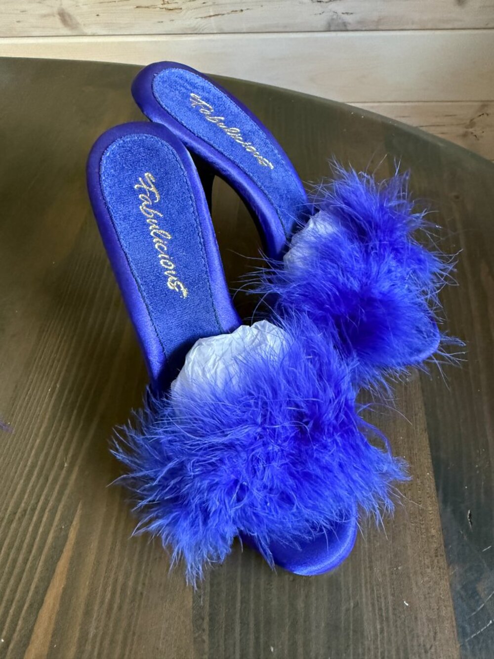 Fabulicious Feathers Boudoir Photoshoot Slippers High Heels Womens 9